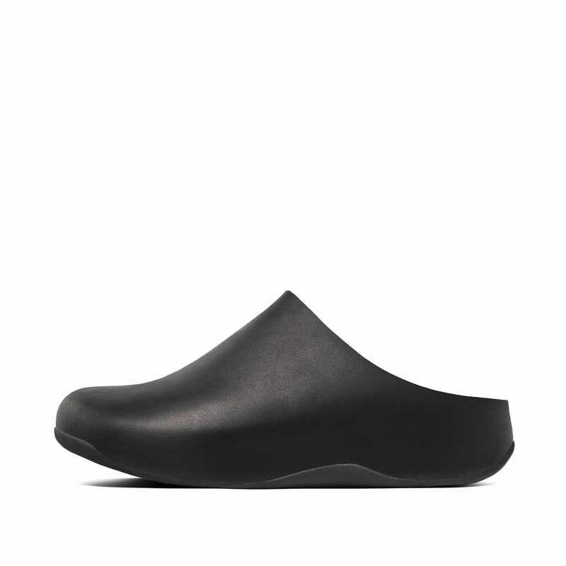 FitFlop Shuv Leder Schwarz - FitFlop Clogs Damen Schweiz [XDUT-01352]